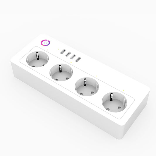 Tuya APP Control Timing Multi-Function MAX 16A EU 4 Outlet Smart Power Strip with USB Ports